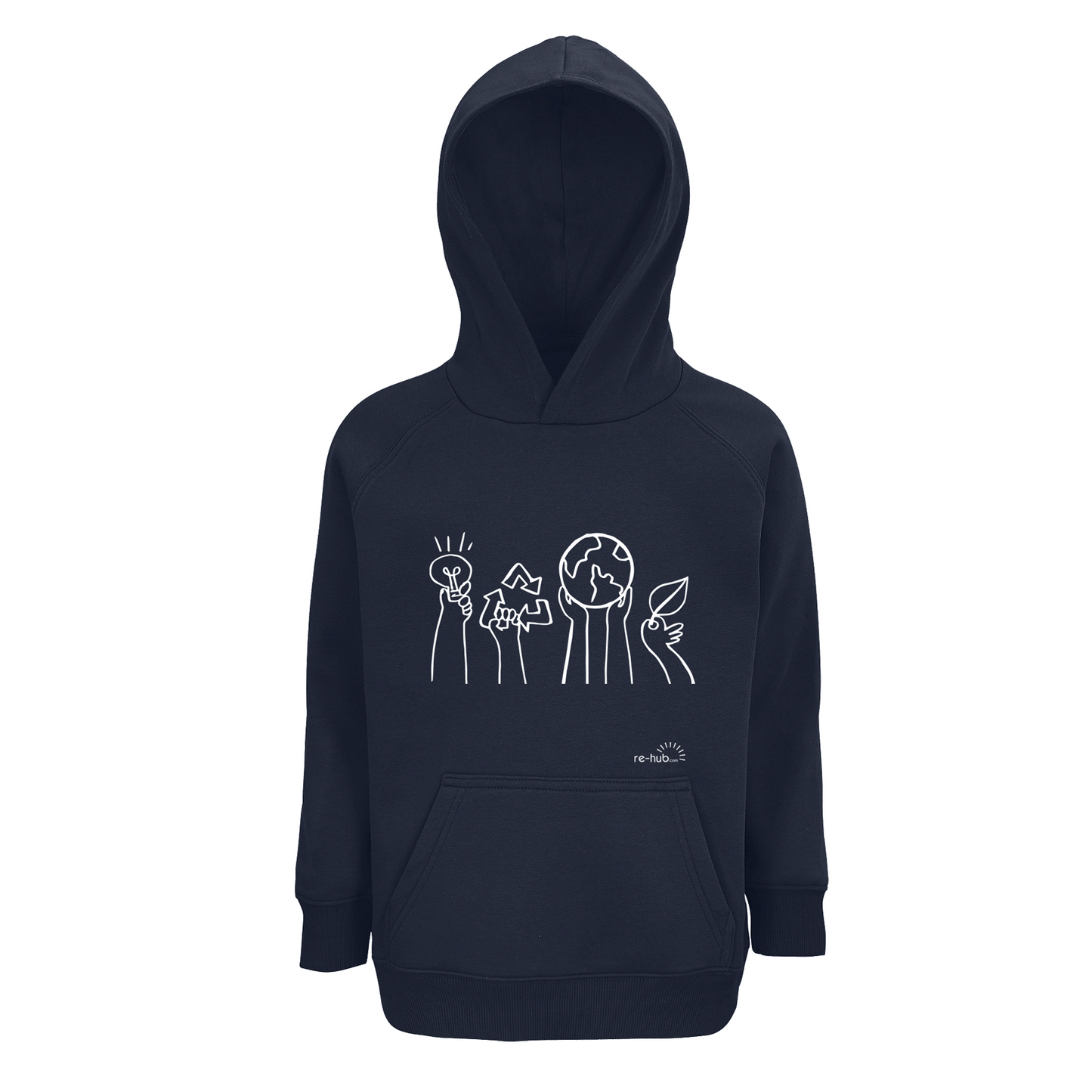 KINDER-SWEATSHIRT HÄNDE MOTIV  80 % Bio-Baumwolle – 20 % recyceltes Polyester.