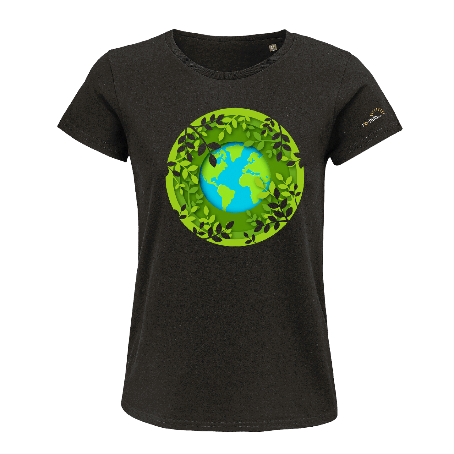 DAMEN T-SHIRT  WELT MOTIV 100 % Bio-Baumwolle