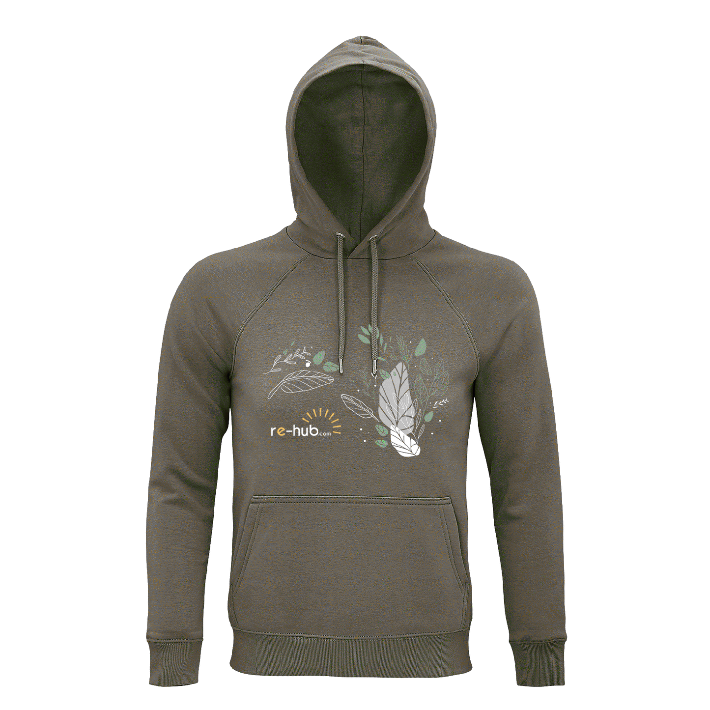 DAMEN SWEATSHIRT GRÜN BLÄTTER MOTIV  80 % Bio-Baumwolle – 20 % recyceltes Polyester.