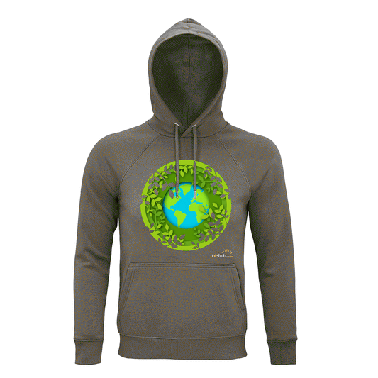 DAMEN SWEATSHIRT GRÜN WELT MOTIV 80 % Bio-Baumwolle – 20 % recyceltes Polyester.