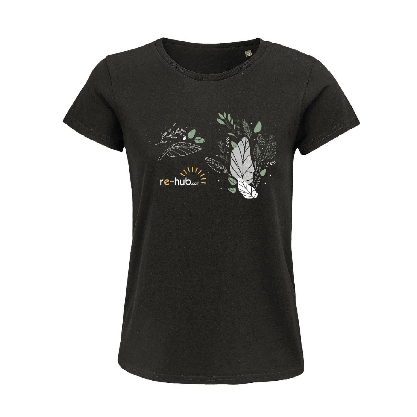 DAMEN T-SHIRT  BLÄTTER MOTIV 100 % Bio-Baumwolle