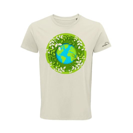 DAMEN T-SHIRT  WELT MOTIV 100 % Bio-Baumwolle