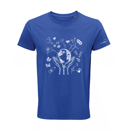 HERREN T-SHIRT WELT-HÄNDE MOTIV 100 % Bio-Baumwolle