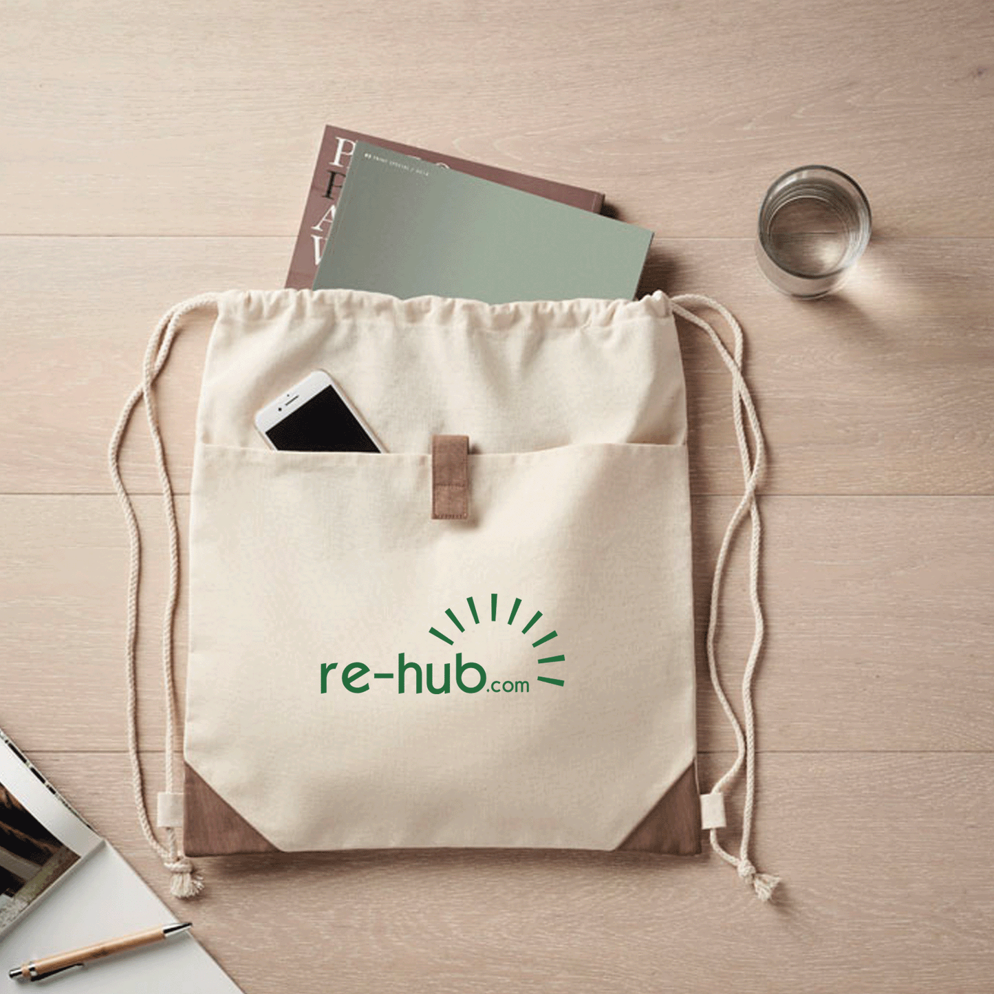BORSA CON COULISSE in cotone 50% e cotone riciclato 50%