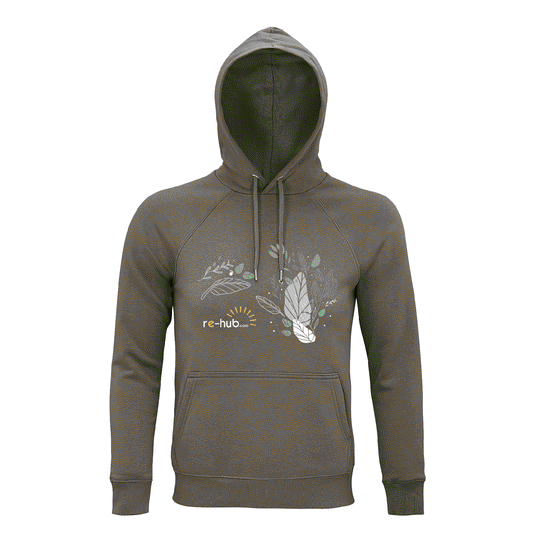 WOMAN'S LEAVES HOODIE  80% organic cotton - 20% recycled polyester.