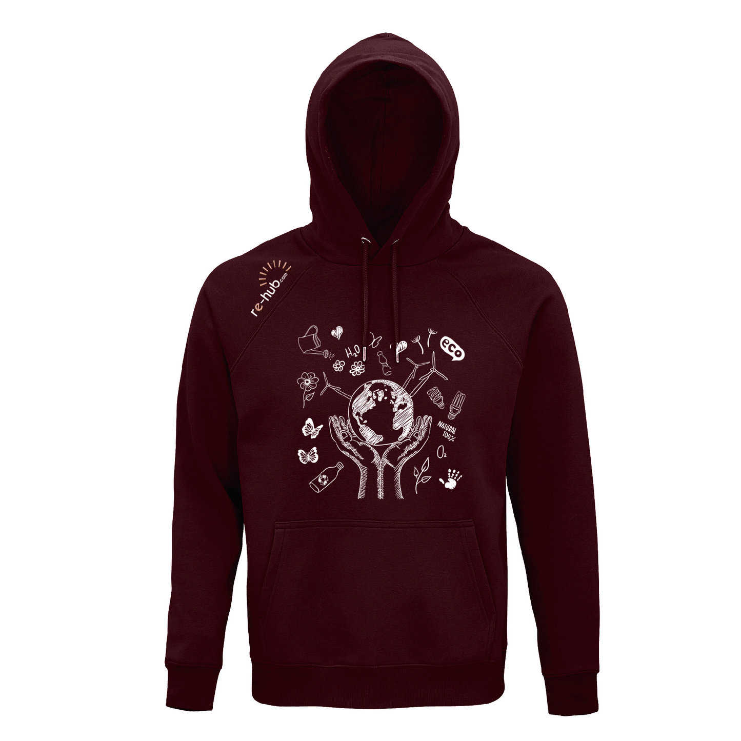 MEN'S PLANET HANDS HOODIE 80% organic cotton - 20% recycled polyester