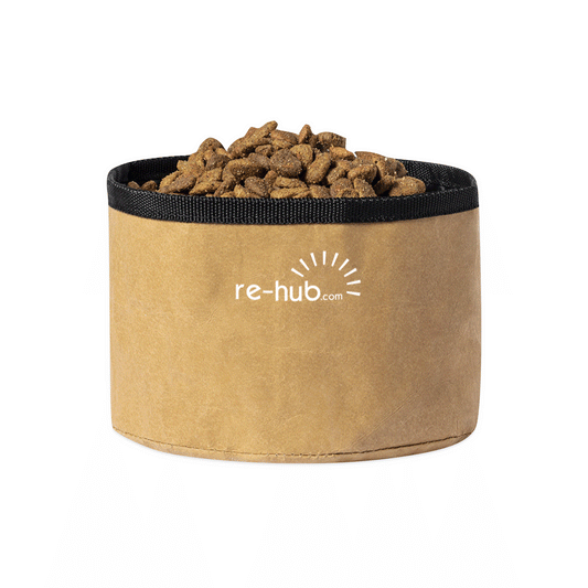 FOLDABLE PET BOWL Recycled laminated paper and RPET polyester.